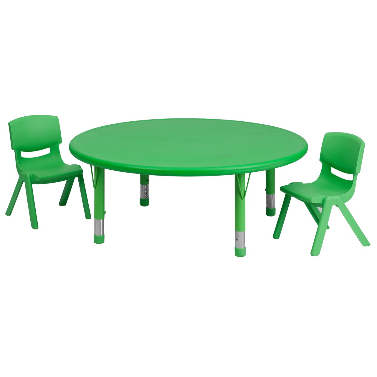 Emma and Oliver 45" Round Plastic Height Adjustable Activity Table Set with 2 Chairs